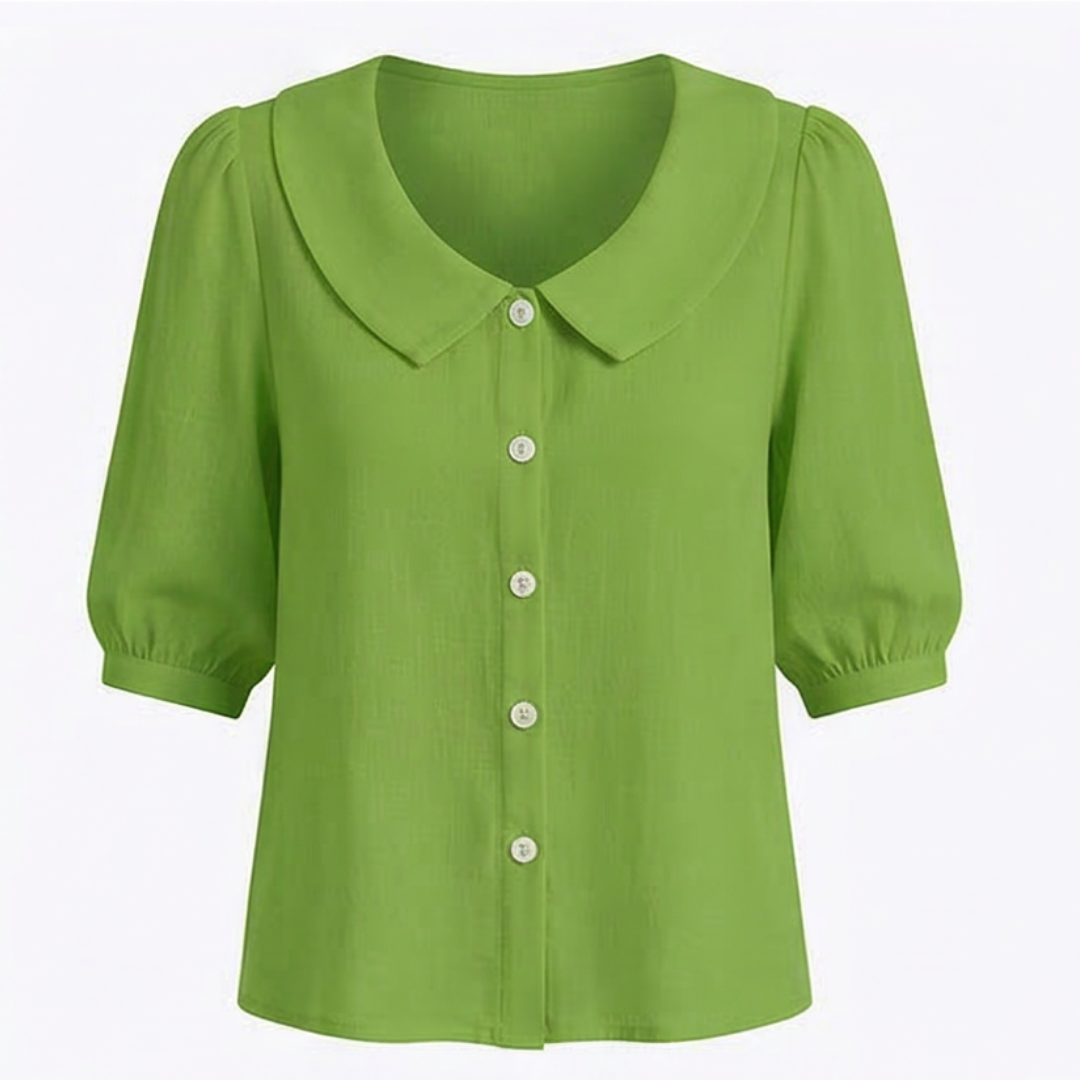 Blouse boutonnée rétro à col Claudine