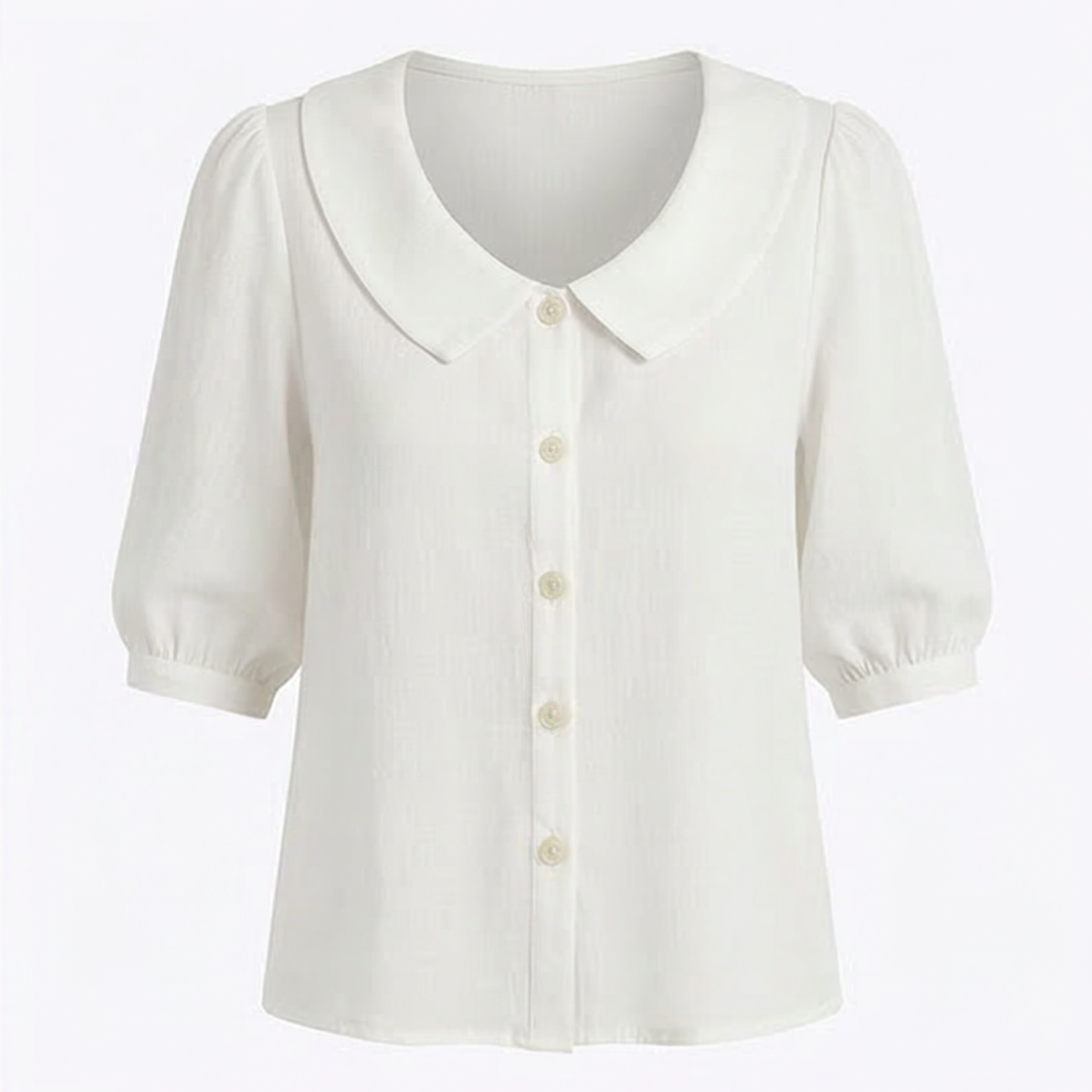 Blouse boutonnée rétro à col Claudine