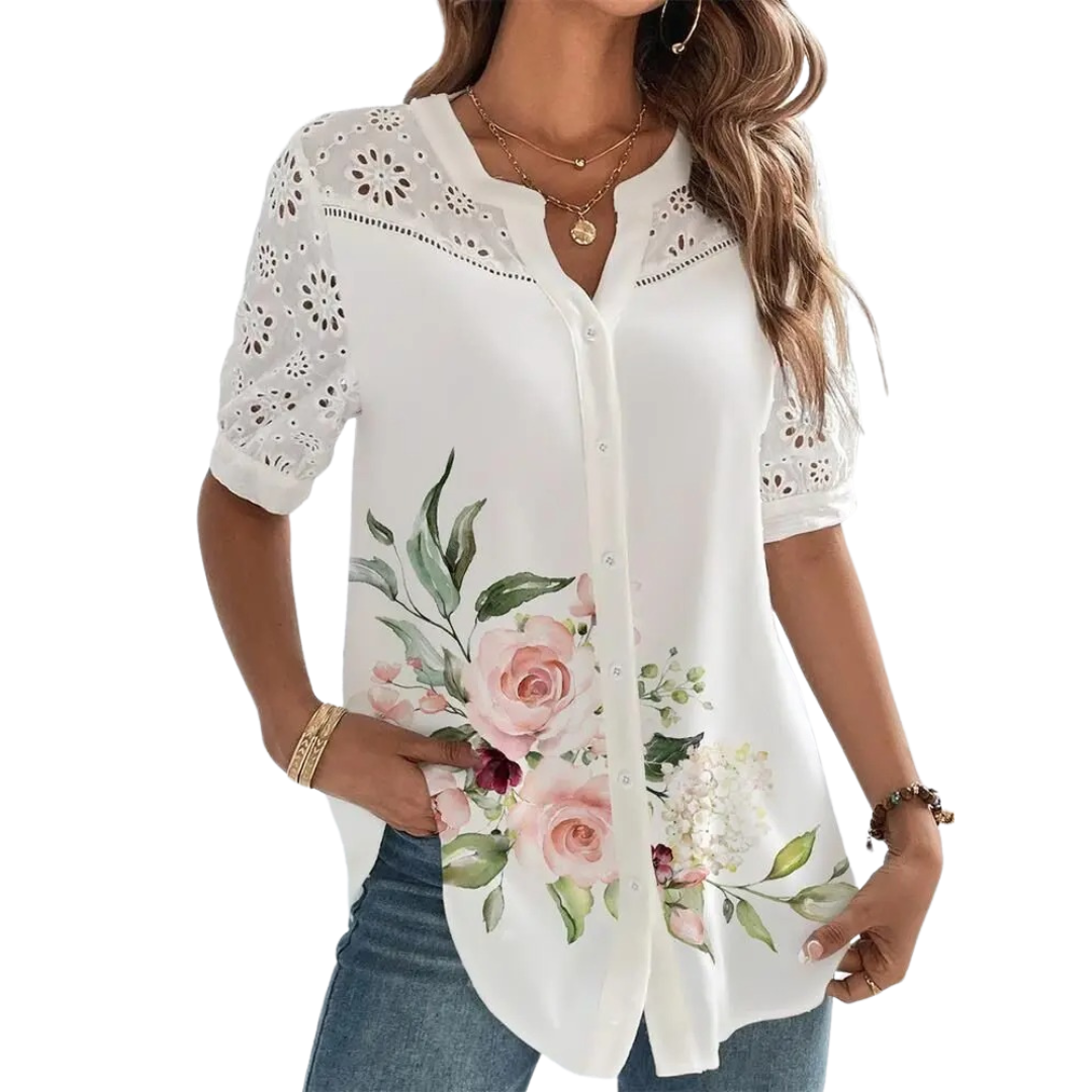 Blouse casual à manches courtes pour femme