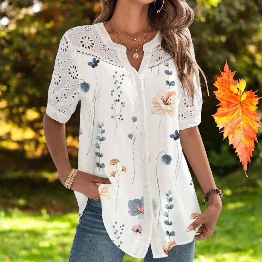 Blouse casual à manches courtes pour femme