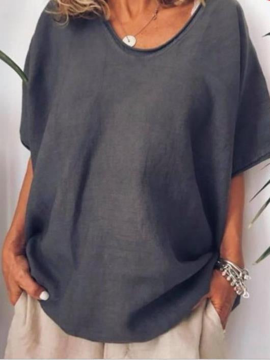 Blouse classique manches courtes pour femme coupe ample
