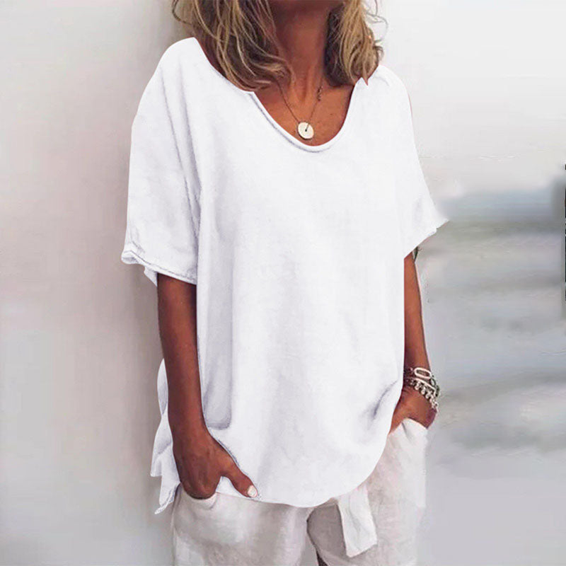 Blouse classique manches courtes pour femme coupe ample