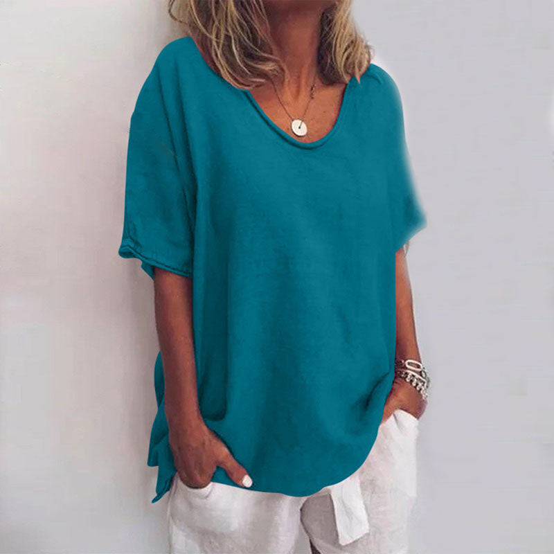 Blouse classique manches courtes pour femme coupe ample