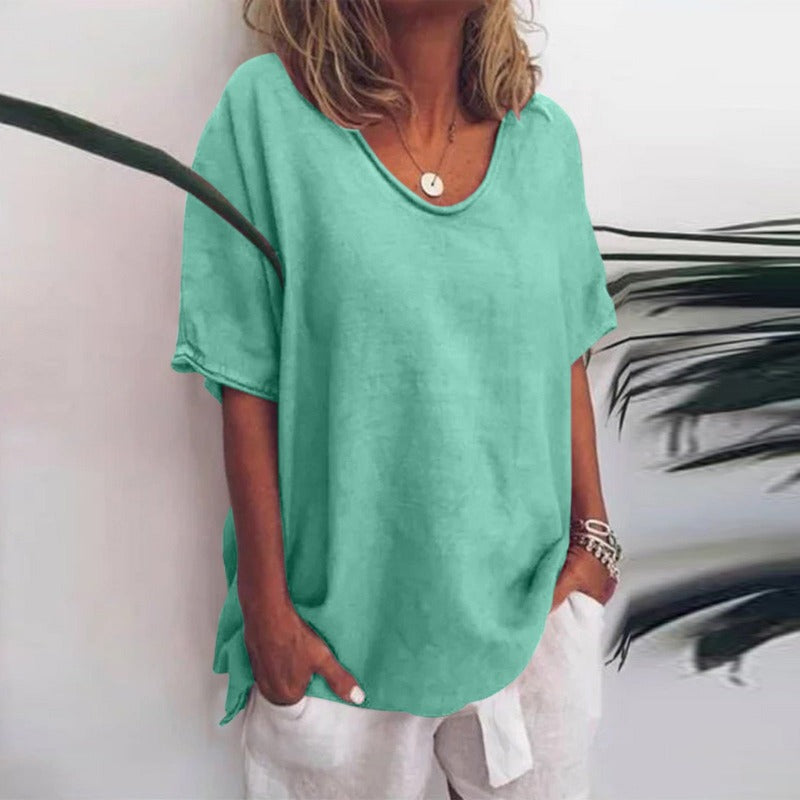Blouse classique manches courtes pour femme coupe ample