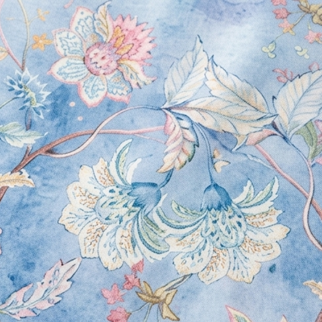 Blouse col V motif floral aquarelle