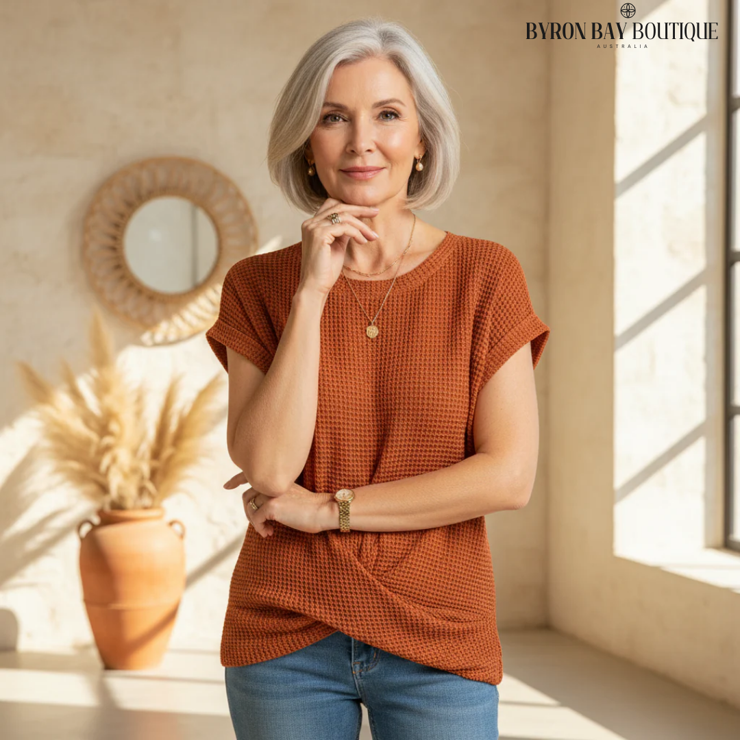 Blouse en maille coupe ample à col rond pour femme