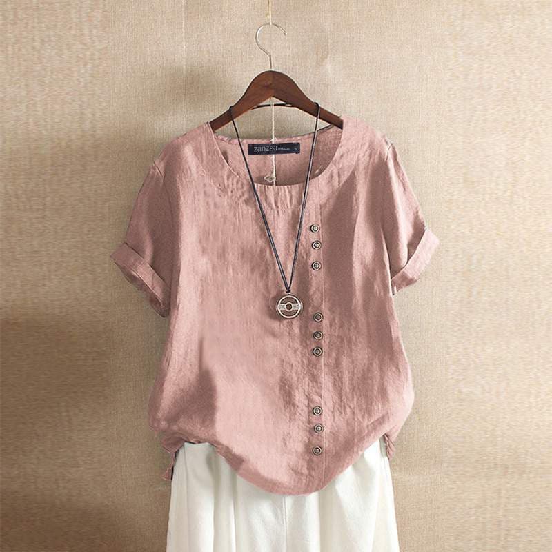 Blouse femme à manches courtes et boutonnage
