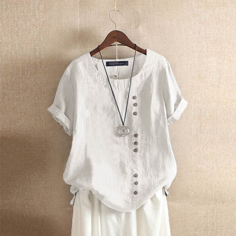 Blouse femme à manches courtes et boutonnage