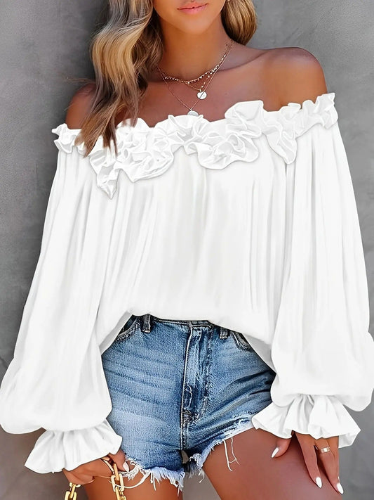 Blouse femme à manches longues et épaules dénudées