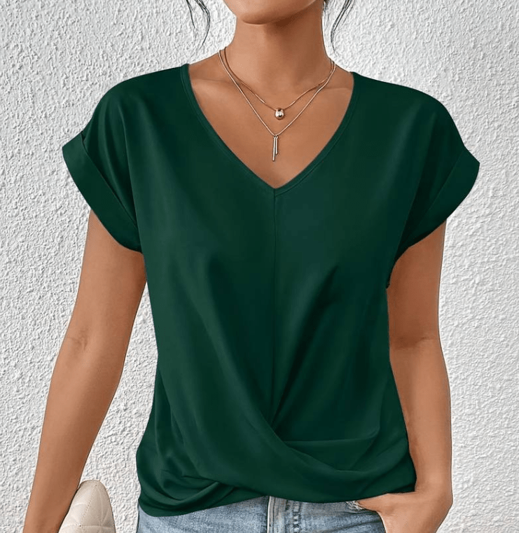 Blouse femme col en V avec effet ventre plat