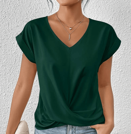 Blouse femme col en V avec effet ventre plat