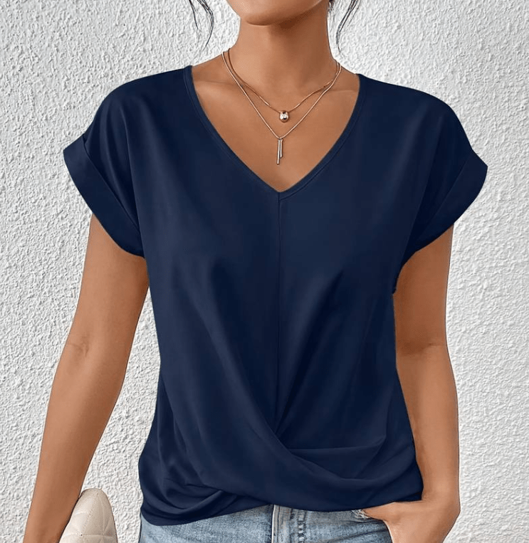 Blouse femme col en V avec effet ventre plat