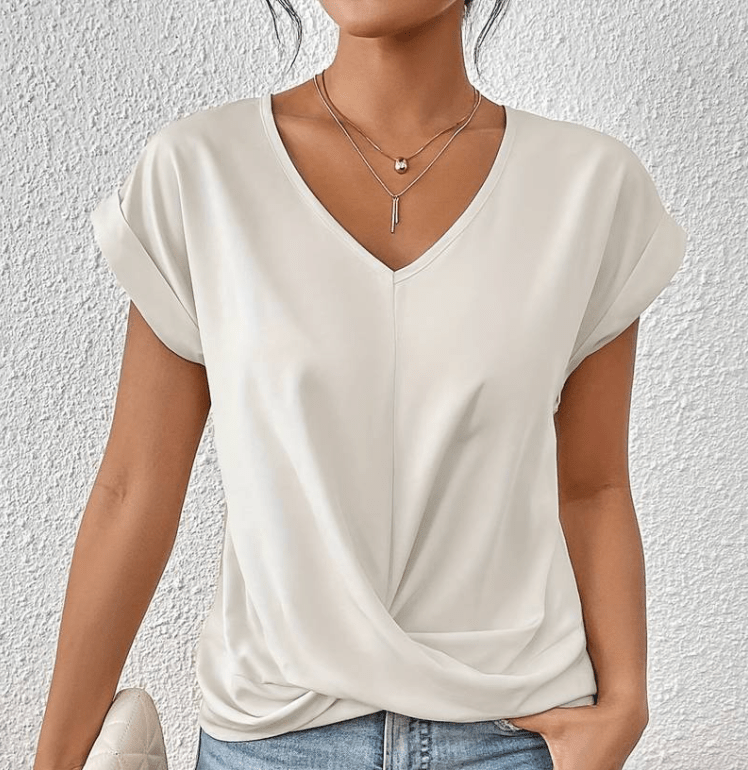 Blouse femme col en V avec effet ventre plat