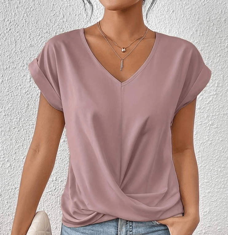 Blouse femme col en V avec effet ventre plat