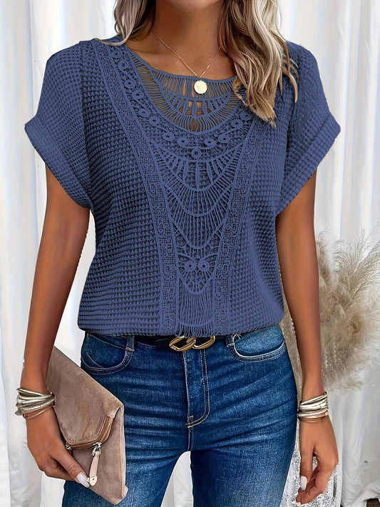 Blouse femme manches courtes dentelle casual