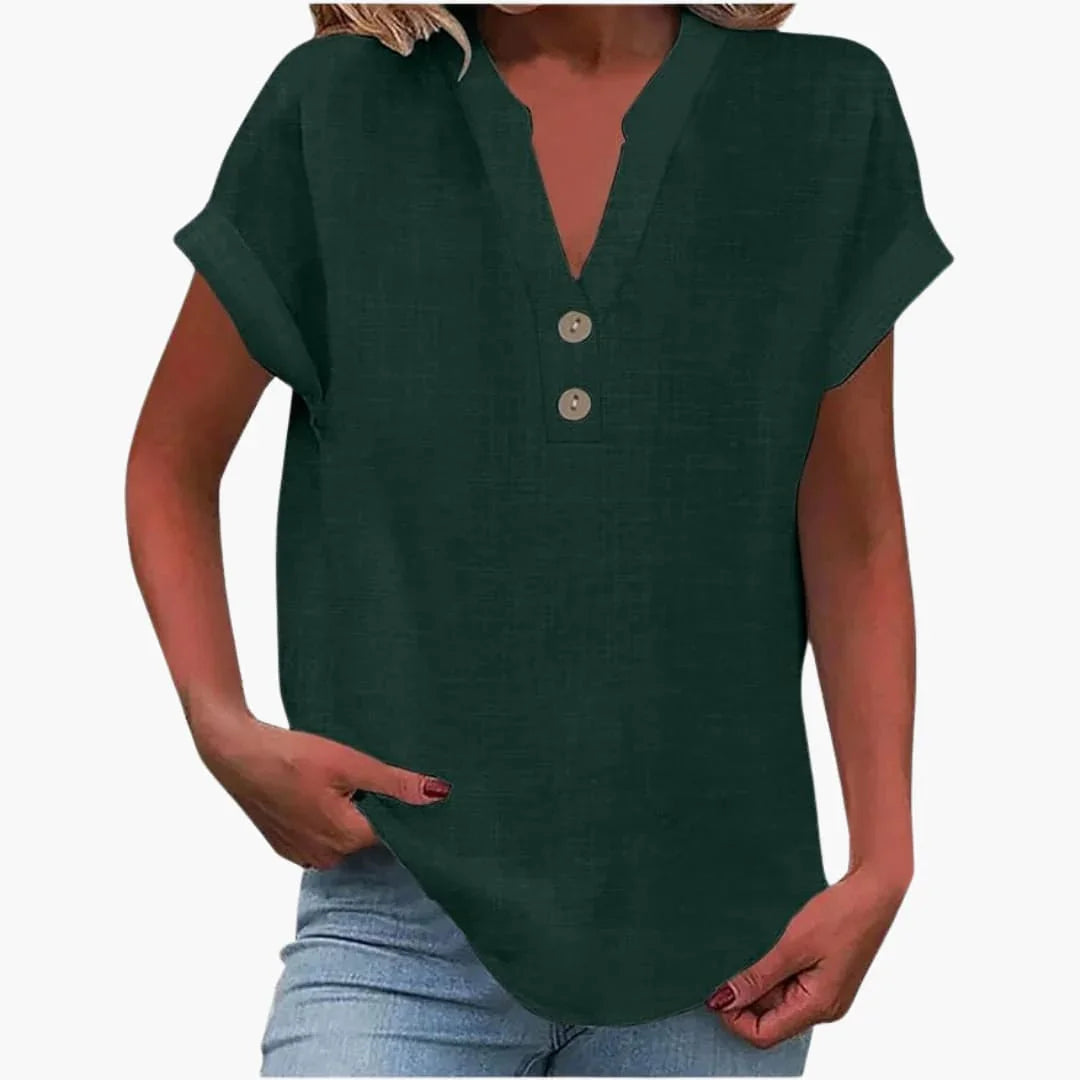 Blouse femme printemps col V manches courtes