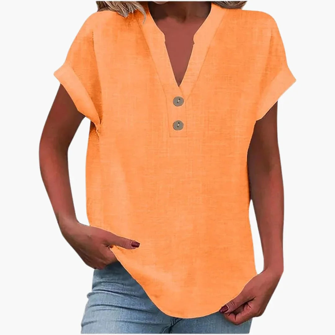 Blouse femme printemps col V manches courtes