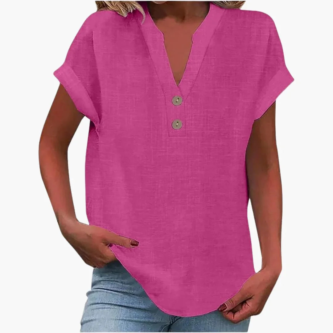 Blouse femme printemps col V manches courtes