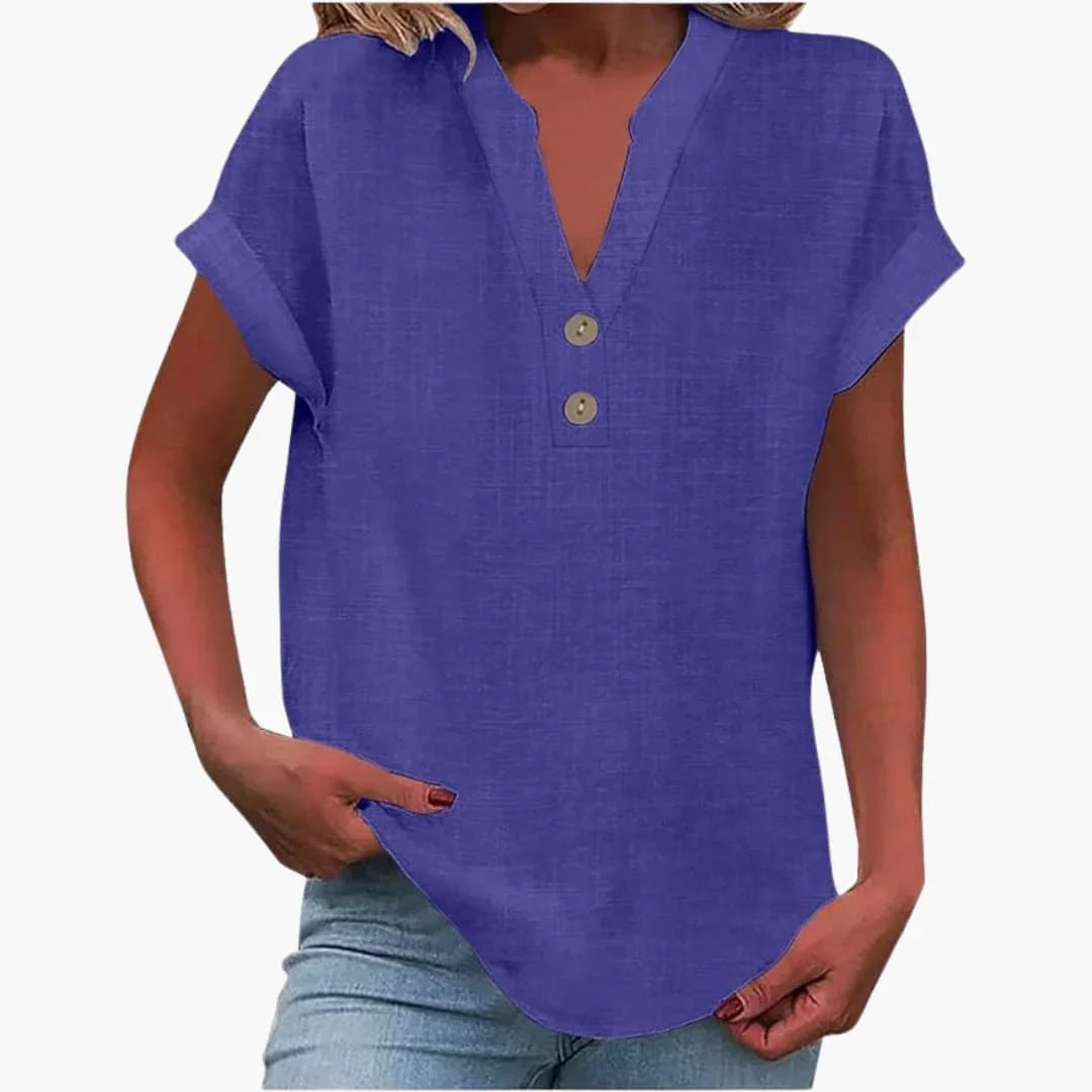 Blouse femme printemps col V manches courtes