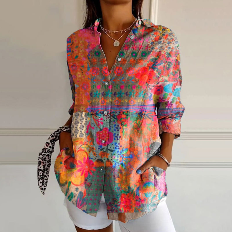 Blouse imprimée à manches longues pour femme