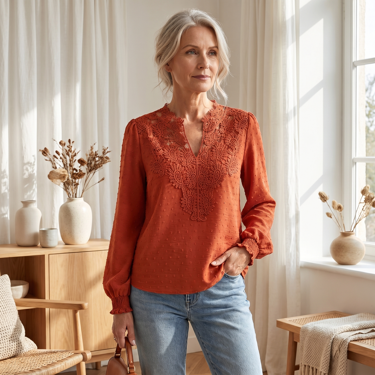 Blouse légère et respirante pour femme, coupe cintrée et élégante pour l'été
