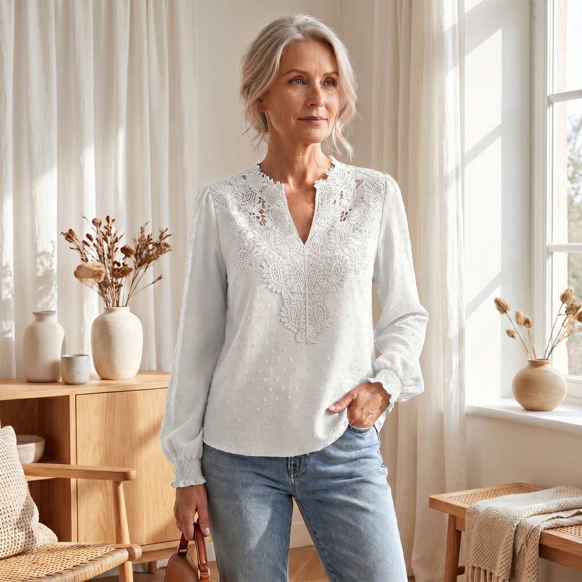 Blouse légère et respirante pour femme, coupe cintrée et élégante pour l'été