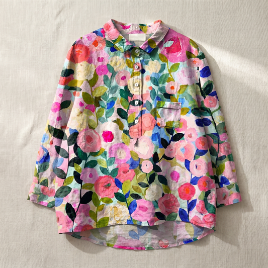 Blouse légère femme à motif floral, tissu respirant, coupe relaxed