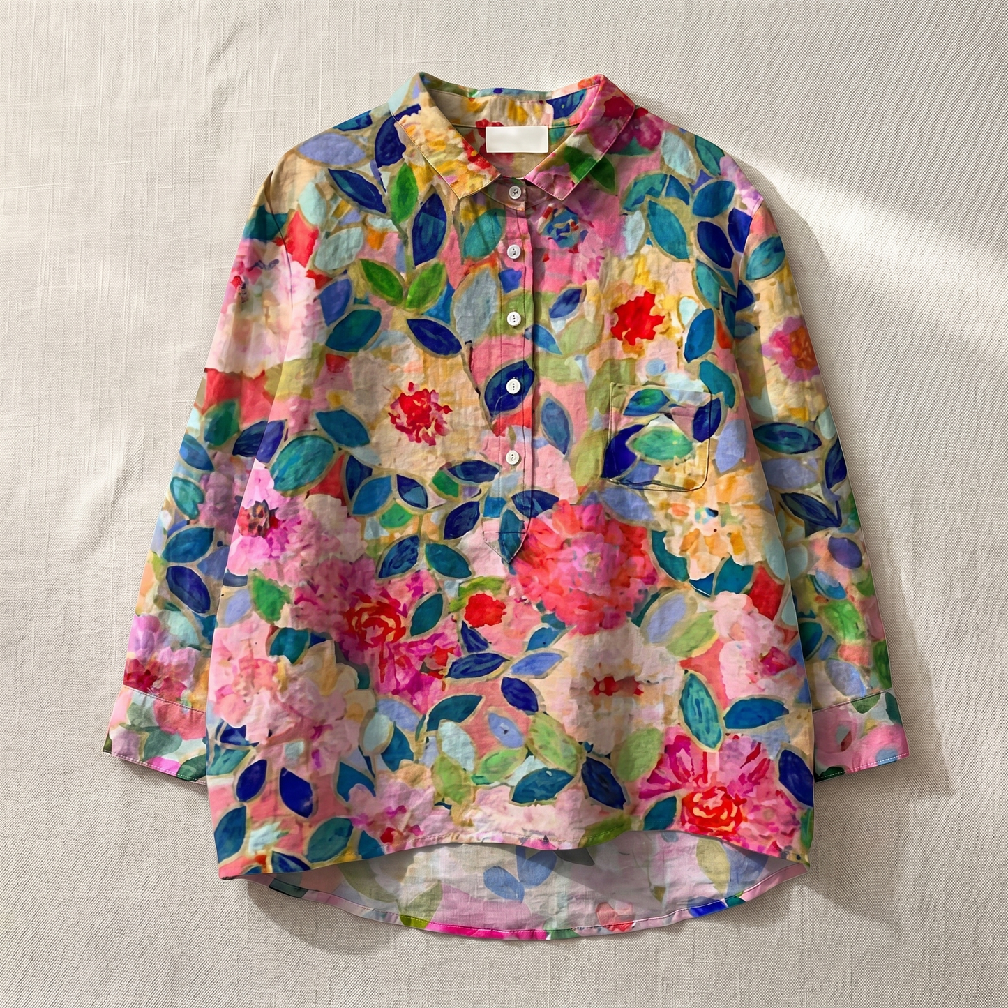 Blouse légère femme à motif floral, tissu respirant, coupe relaxed