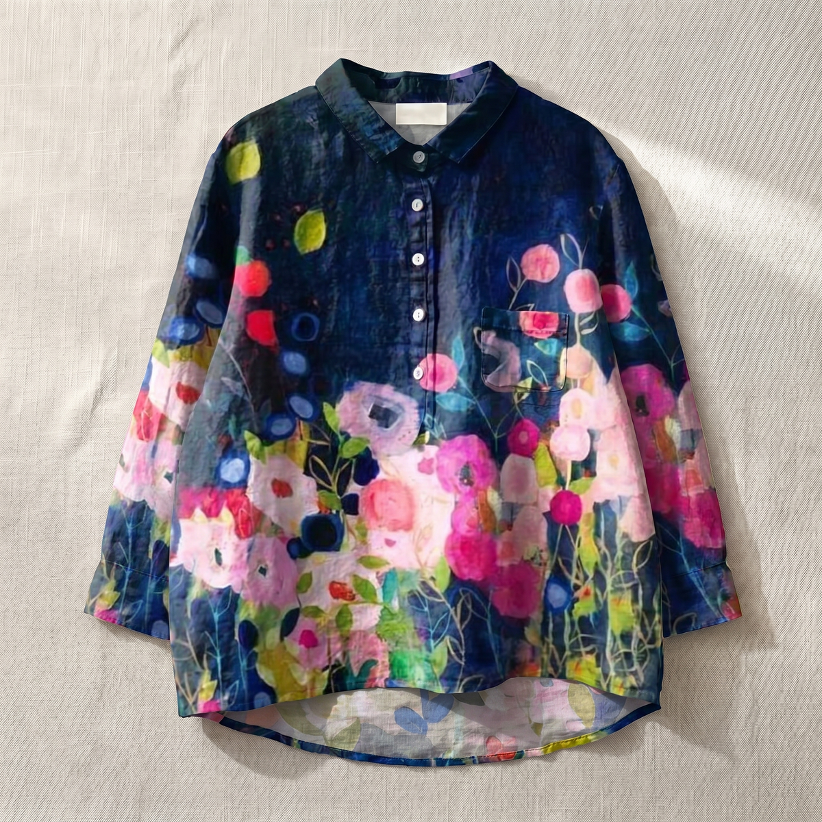 Blouse légère femme à motif floral, tissu respirant, coupe relaxed