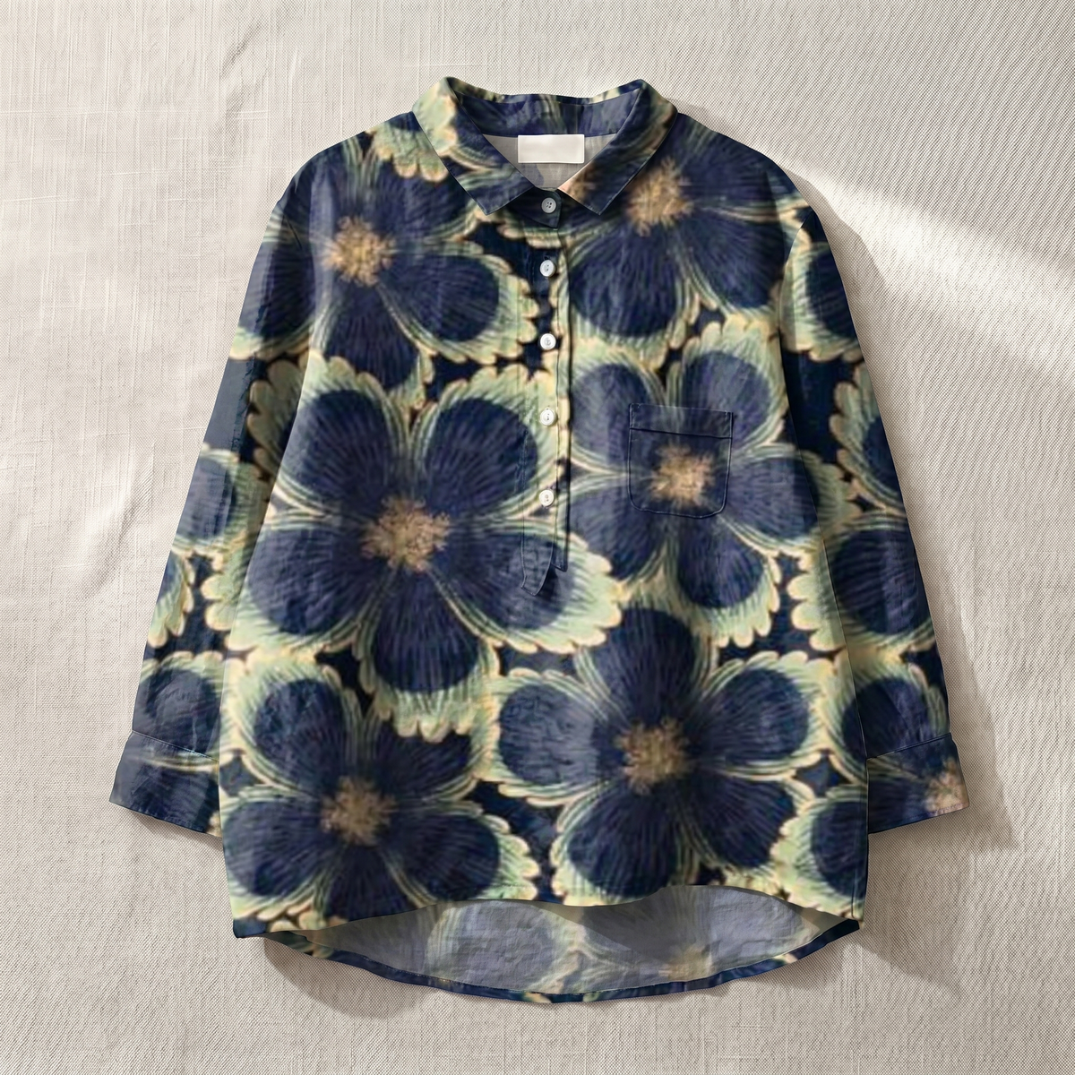 Blouse légère femme à motif floral, tissu respirant, coupe relaxed