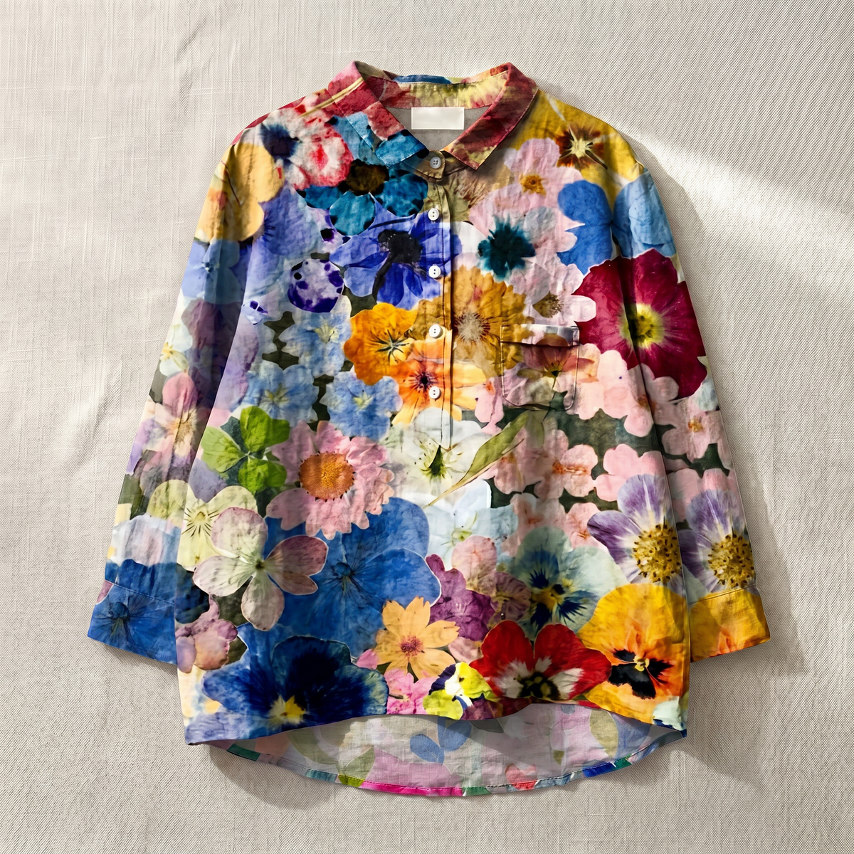 Blouse légère femme à motif floral, tissu respirant, coupe relaxed