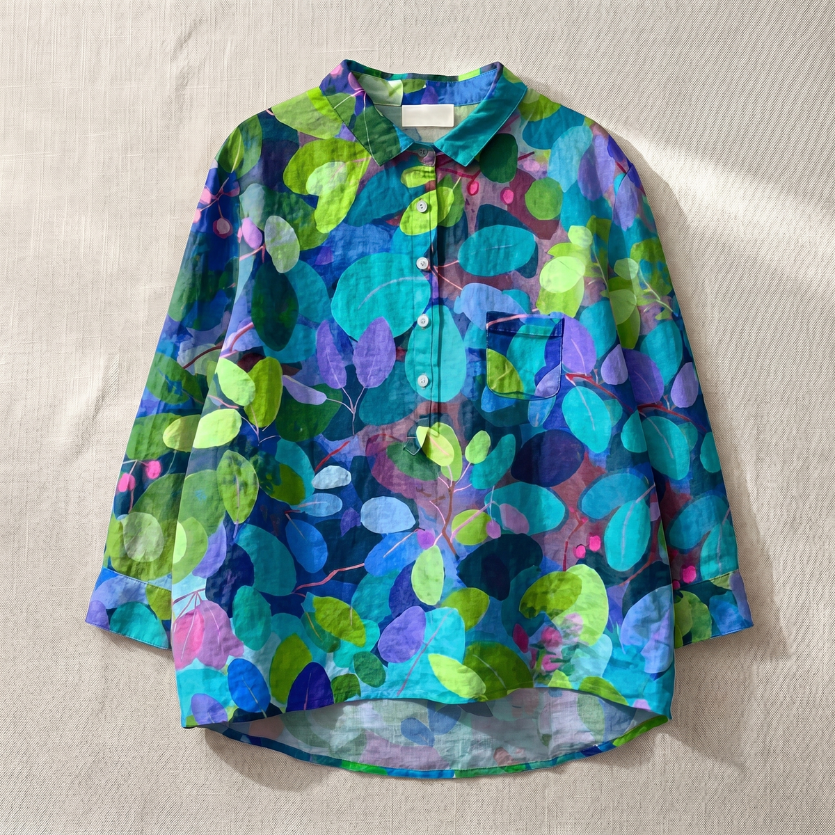 Blouse légère femme à motif floral, tissu respirant, coupe relaxed