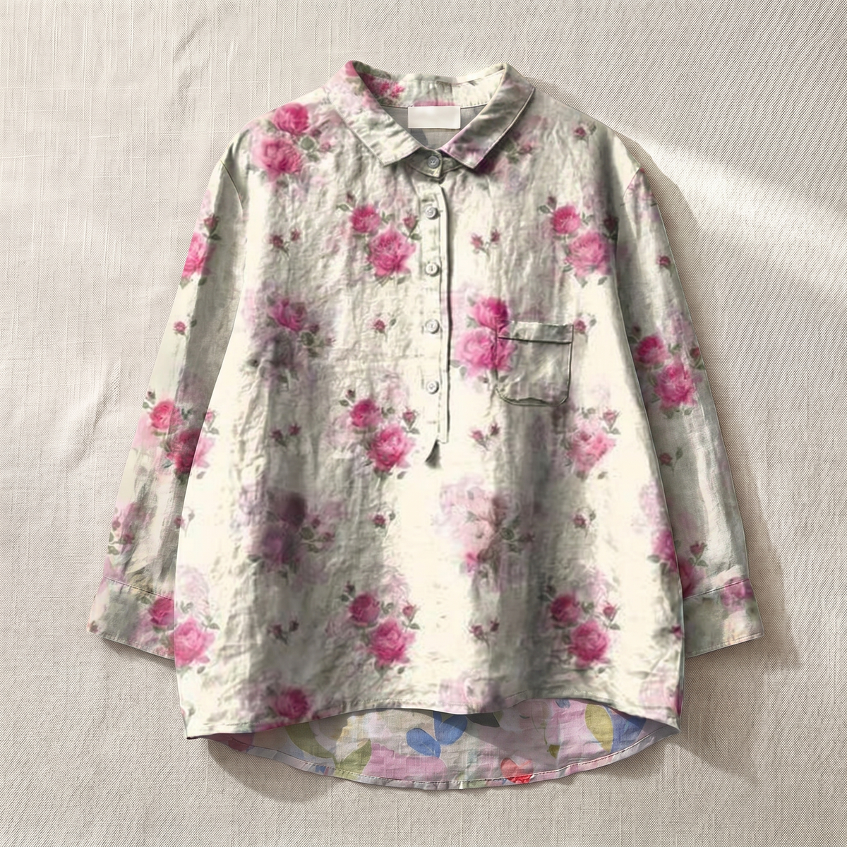 Blouse légère femme à motif floral, tissu respirant, coupe relaxed