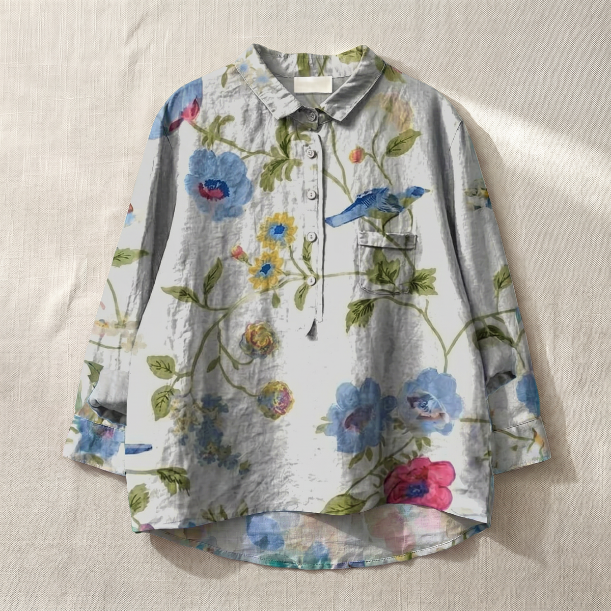 Blouse légère femme à motif floral, tissu respirant, coupe relaxed