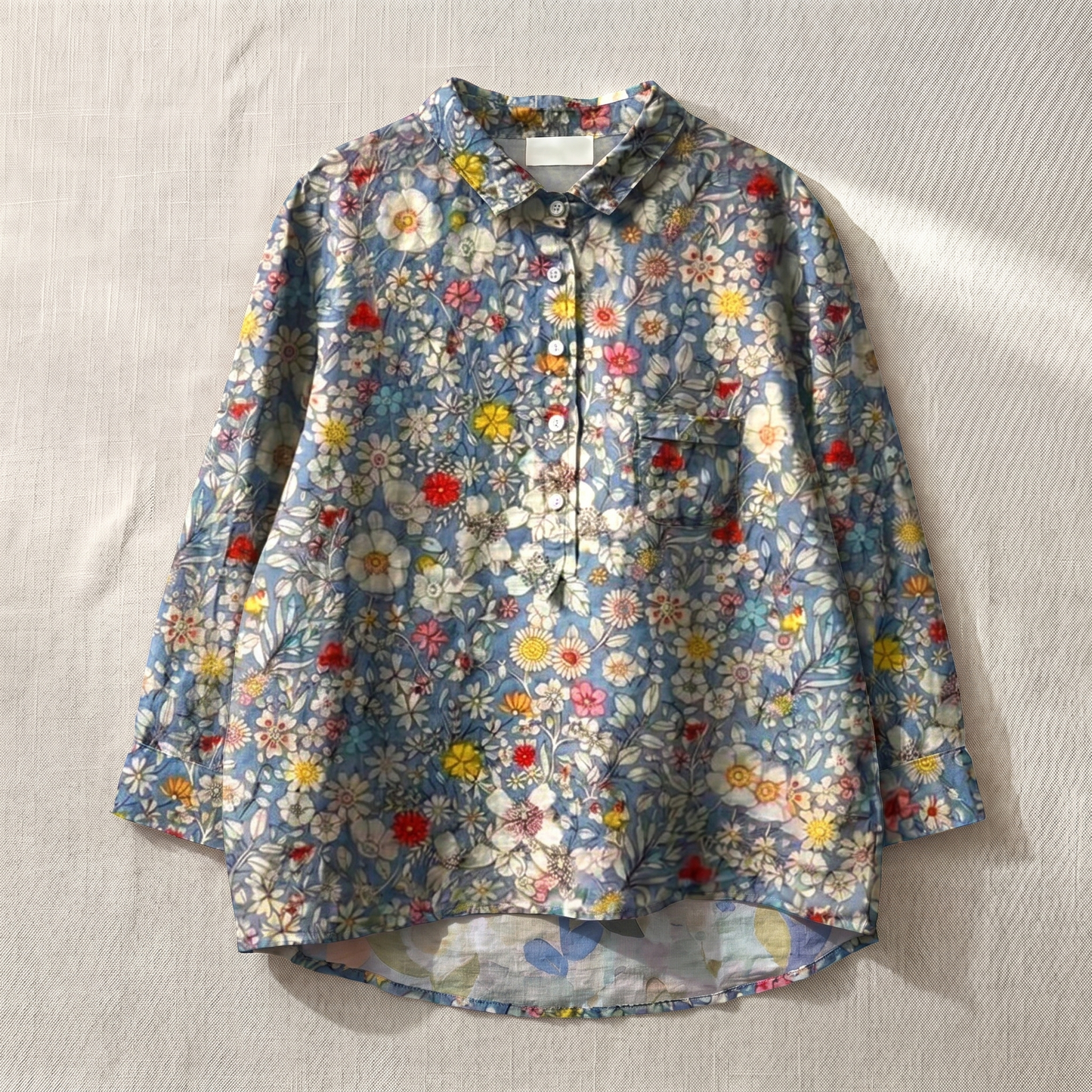 Blouse légère femme à motif floral, tissu respirant, coupe relaxed