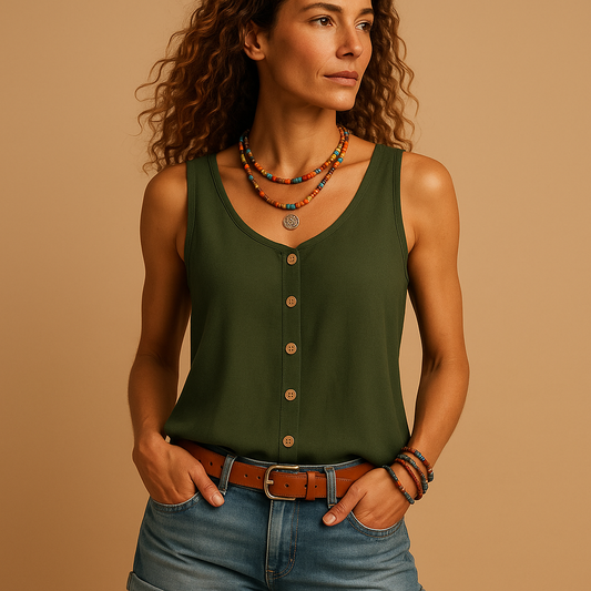 Blouse légère sans manches avec boutons