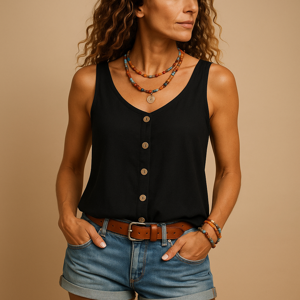 Blouse légère sans manches avec boutons