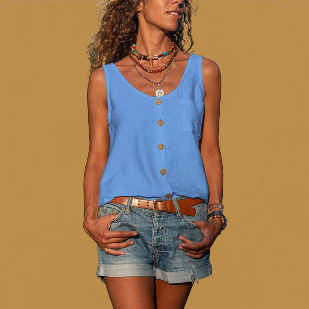 Blouse légère sans manches avec boutons