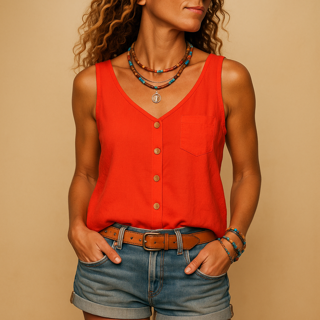 Blouse légère sans manches avec boutons