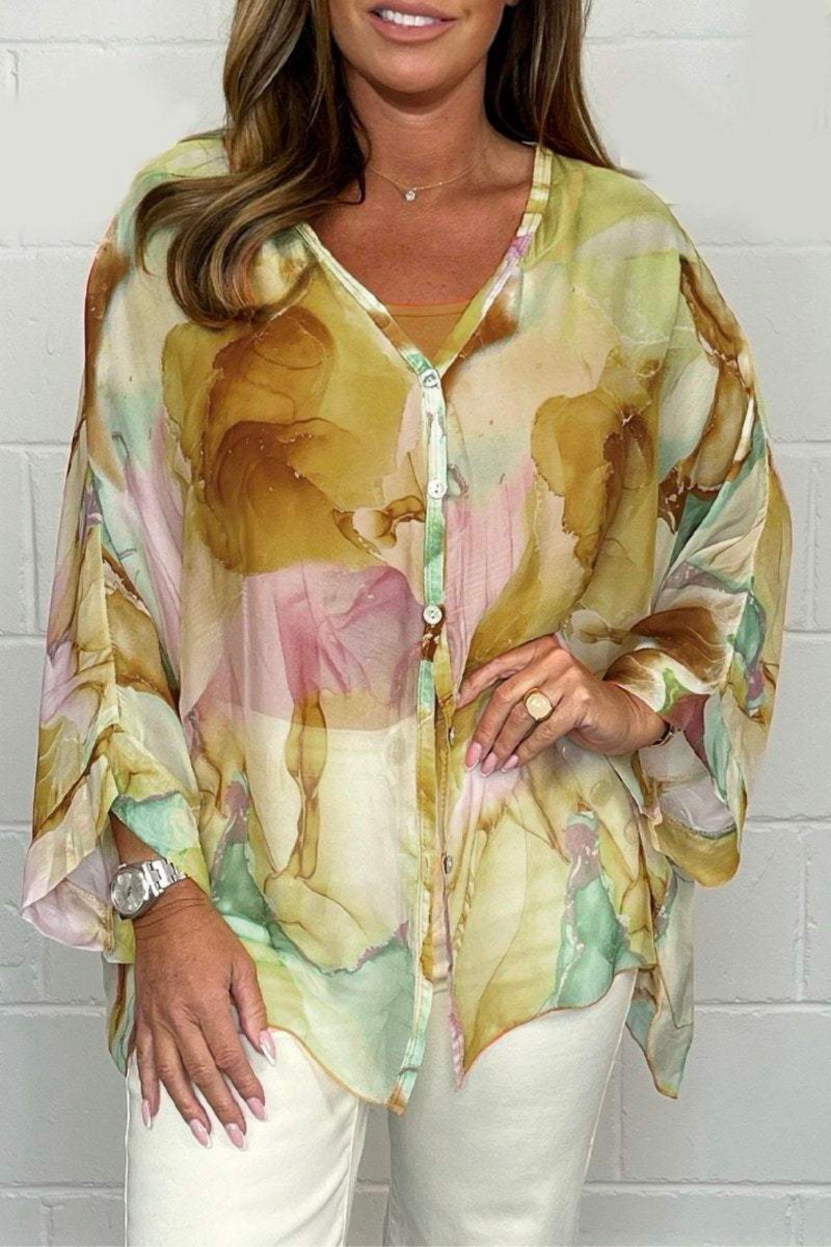 Blouse oversize pour femme à imprimé abstrait