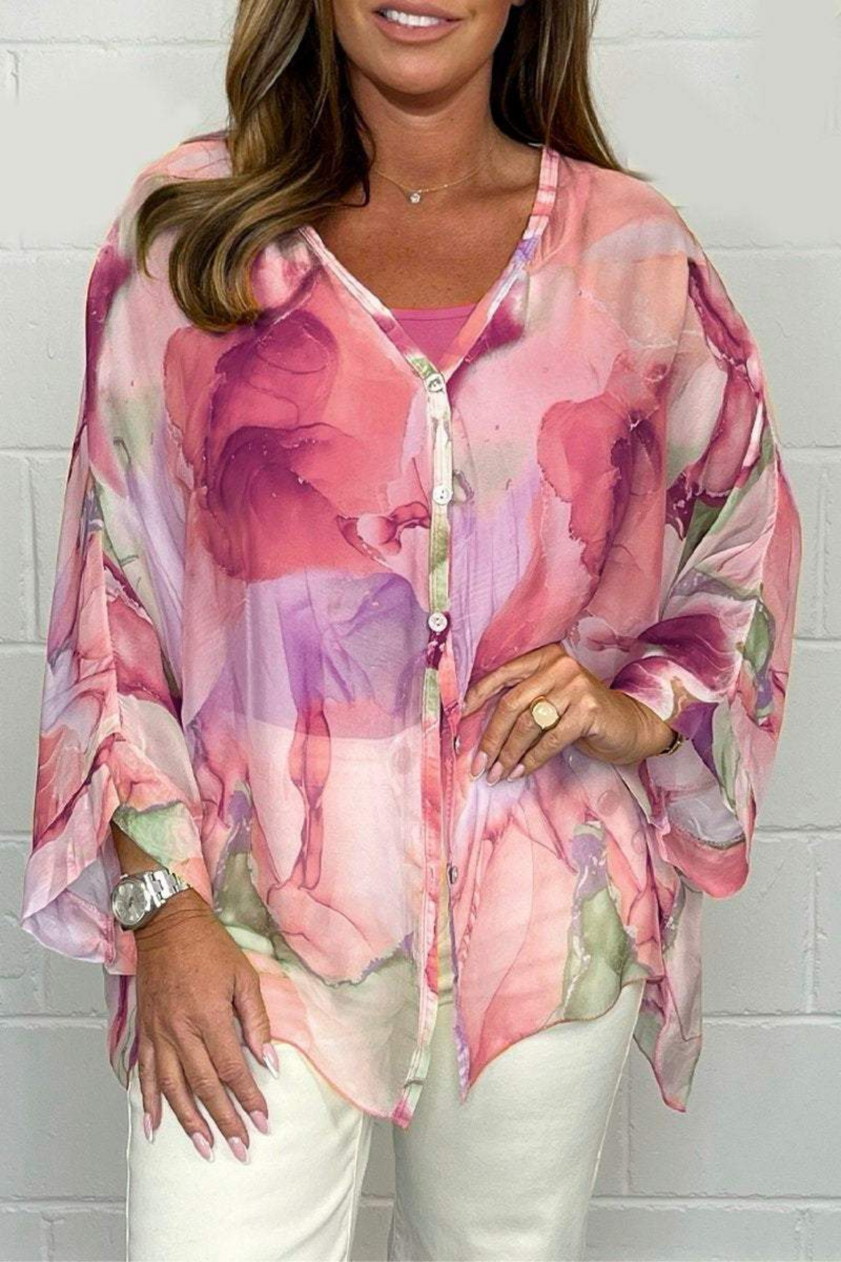 Blouse oversize pour femme à imprimé abstrait