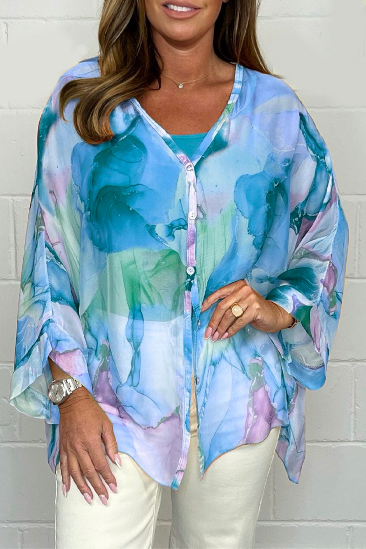 Blouse oversize pour femme à imprimé abstrait