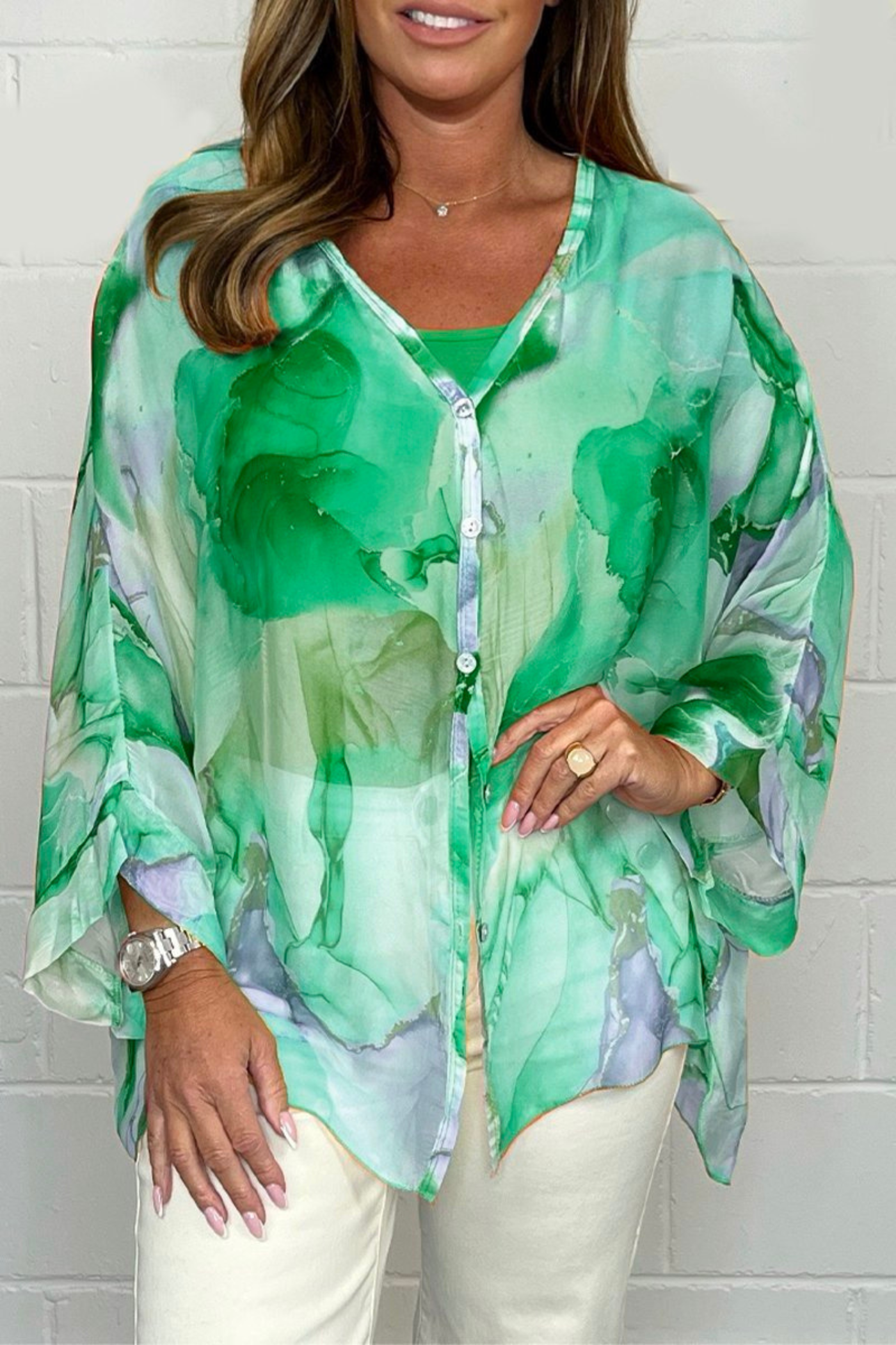 Blouse oversize pour femme à imprimé abstrait
