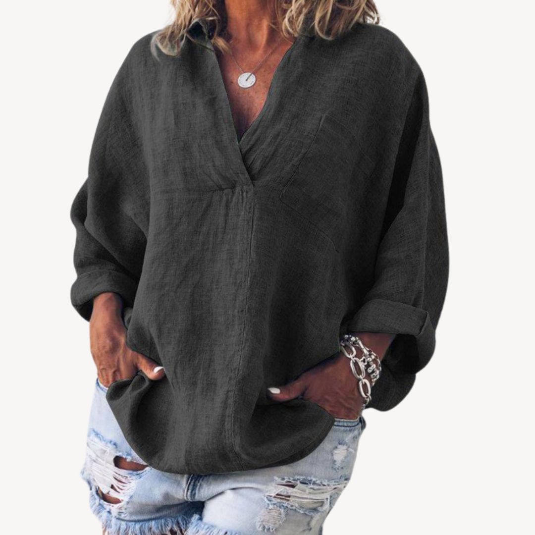 Blouse oversized à col en V pour femme