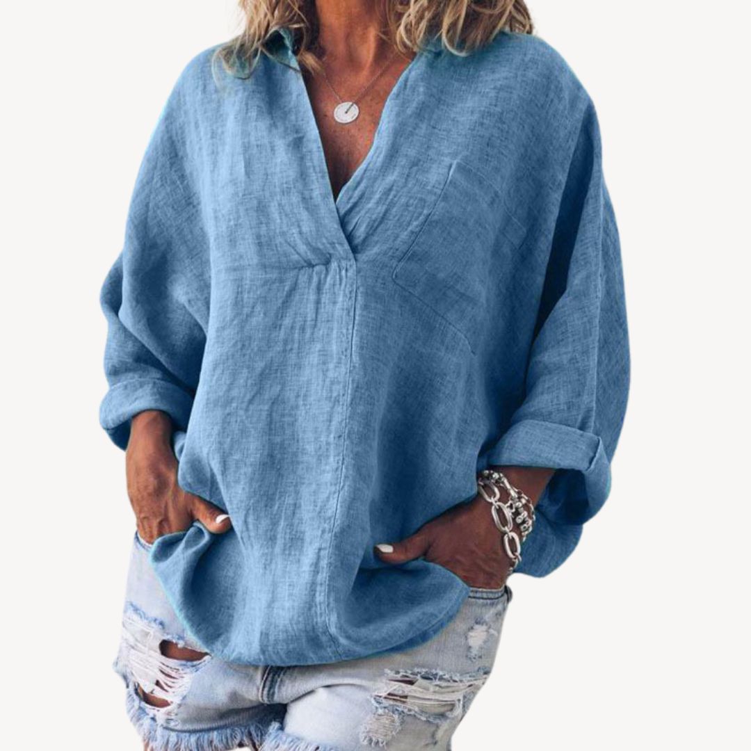Blouse oversized à col en V pour femme