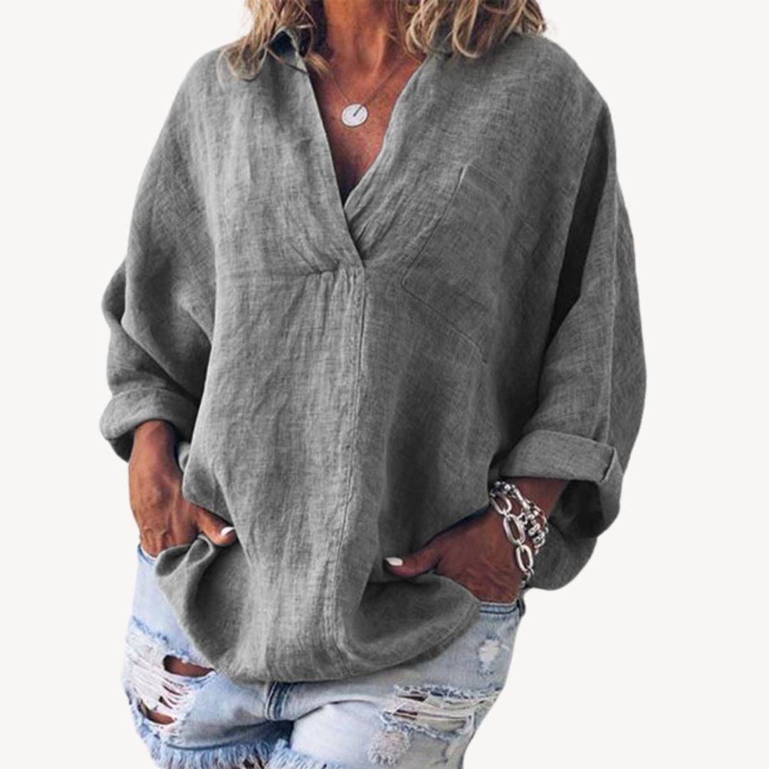 Blouse oversized à col en V pour femme
