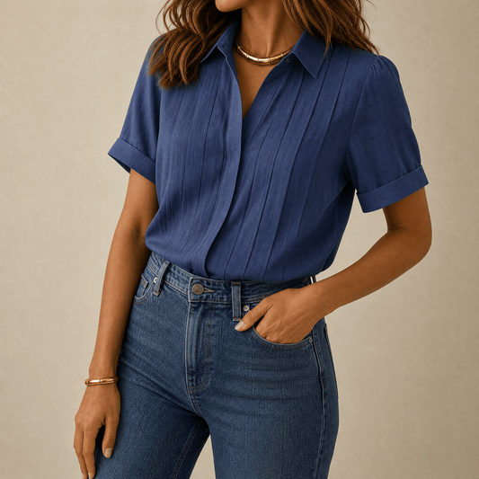 Blouse plissée femme manches courtes