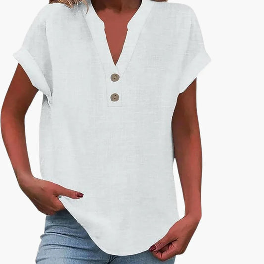 Blouse pour femme à col en V et manches courtes