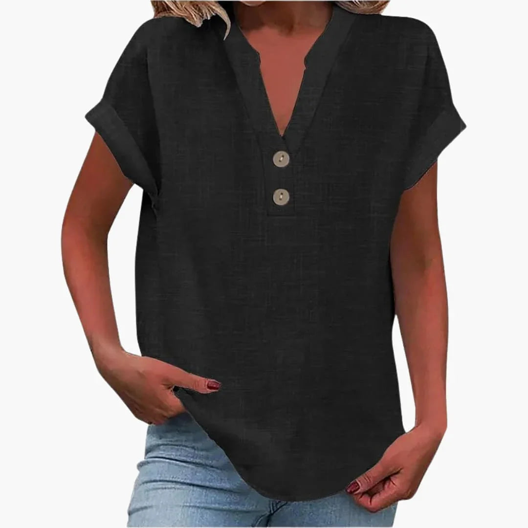 Blouse pour femme à col en V et manches courtes