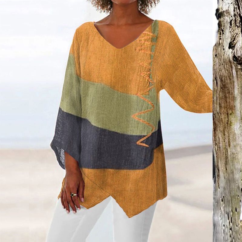 Blouse pour femme color block à manches longues